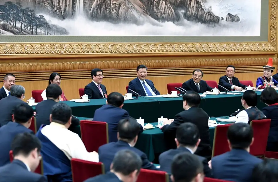 Chinese President Xi Jinping, also general secretary of the Communist Party of China (CPC) Central Committee and chairman of the Central Military Commission, joins deliberation with deputies from Gansu Province at the second session of the 13th National People's Congress in Beijing, capital of China, March 7, 2019. (Xinhua/Xie Huanchi)