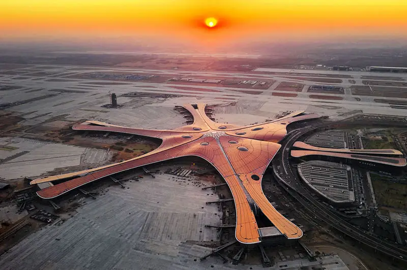 Aerial view of Daxing International Airport (Photo by CFP)