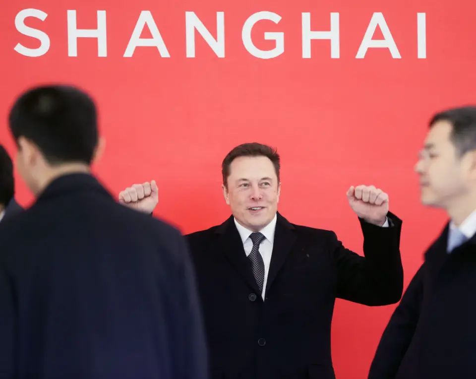 Tesla CEO Elon Musk attends the foundation stone laying ceremony of the electric car producer’s supper factory in Lingang Area of Shanghai on January 7, 2019. (Photo by Ding Ting from Xinhua News Agency)