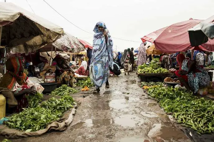 Sur un marché à N’Djamena, au Tchad, en août 2017. XAUME OLLEROS / AFP