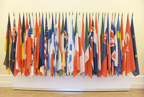 Des drapeaux de l'OCDE. © DR