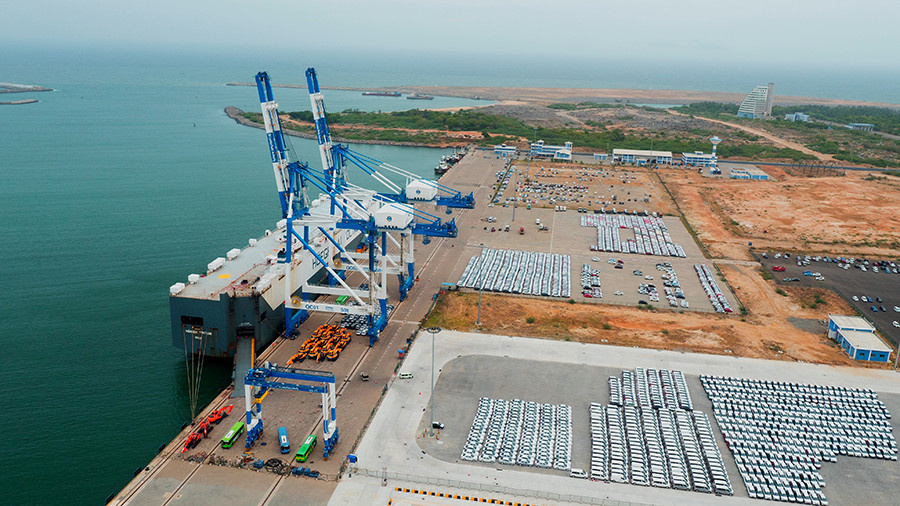 Photo shows the Hambantota Port in Sri Lanka. Photo from website of China Harbour Engineering Company Photo shows the Hambantota Port in Sri Lanka. Photo from website of China Harbour Engineering Company