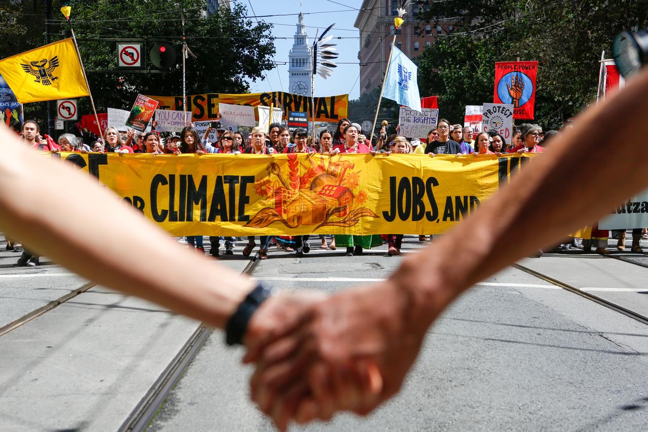 La marche “Debout pour le climat” à San Francisco, aux Etats-Unis, le 8 septembre 2018. PHOTO AMY OSBORNE / AFP