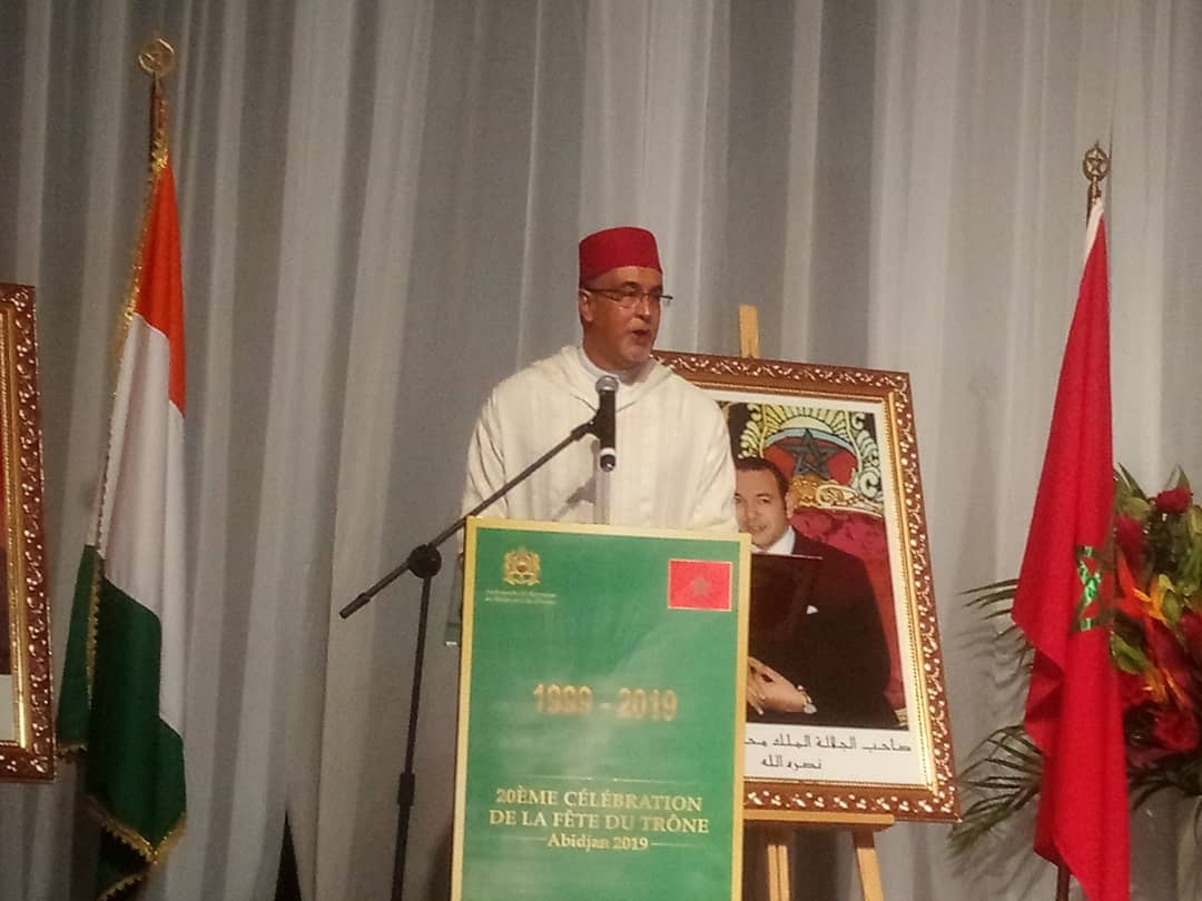 20e Célébration de la fête du trône à Abidjan : L’Ambassadeur du Maroc réaffirme un « partenariat fécond et prospère » avec la Côte d’Ivoire. © Alwihda Info/N.Y. 20e Célébration de la fête du trône à Abidjan : L’Ambassadeur du Maroc réaffirme un « partenariat fécond et prospère » avec la Côte d’Ivoire. © Alwihda Info/N.Y.