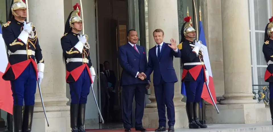 Sassou et Macron à L'Elysée.