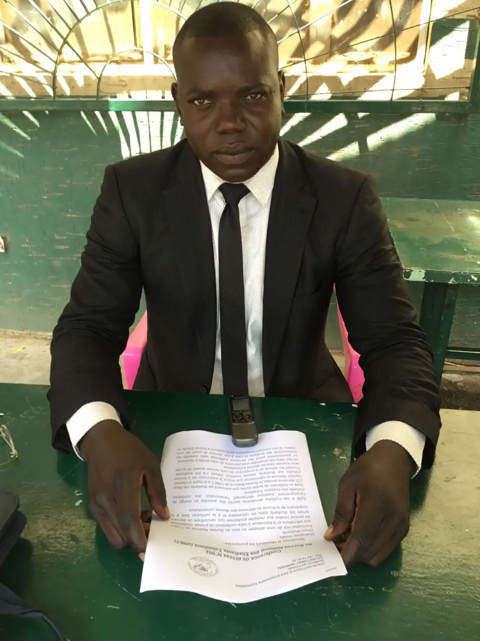 Le président national de l’Union nationale des étudiants tchadiens (UNET), Aserpe Dickreo Damos. © Alwihda Info