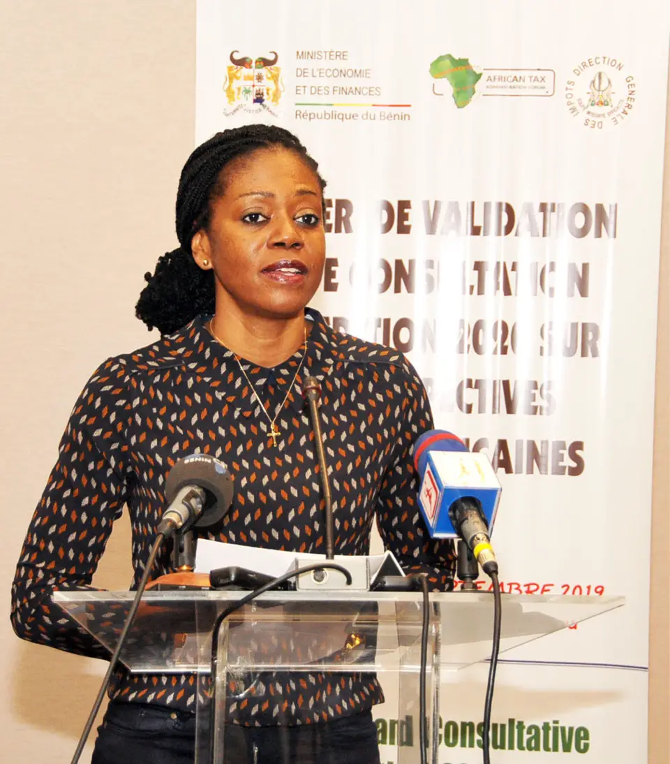 Dr Nara Monkam, ATAF’s Research Director, addresses a workshop held in Benin to validate the data for the African Tax Outlook, publication.