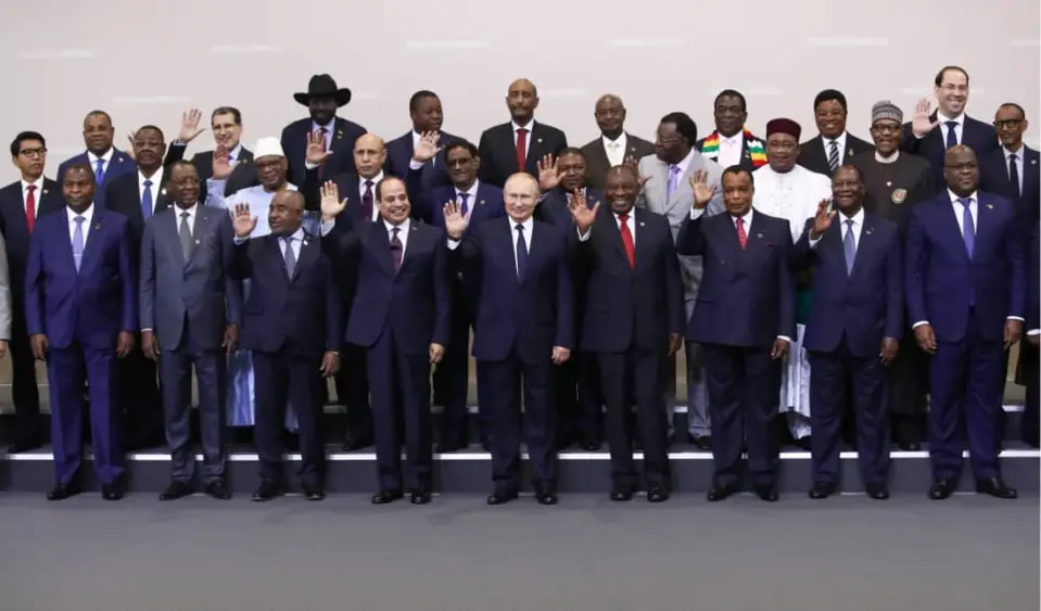 Les dirigeants africains présent à Sotchi et Vladmir Poutine.