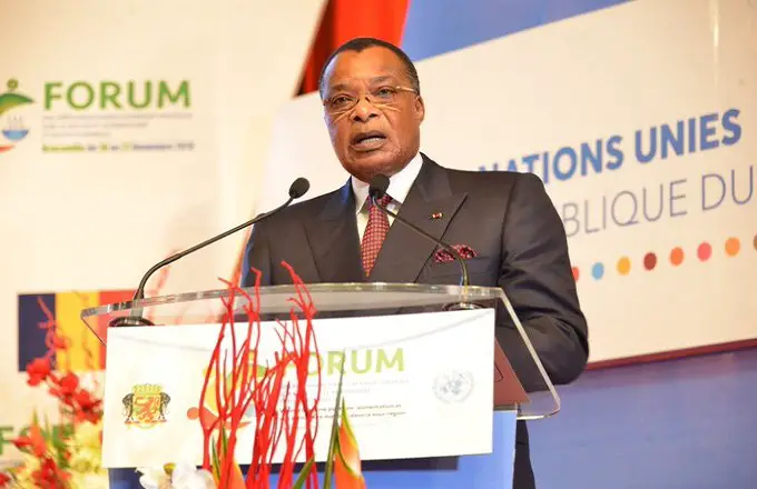 Denis Sassou N'Guesso à l'ouverture du forum. Crédits : DR