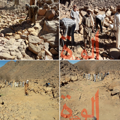 Tchad : à Bardaï, des habitants aménagent une route avec leurs bras. Tchad : à Bardaï, des habitants aménagent une route avec leurs bras.