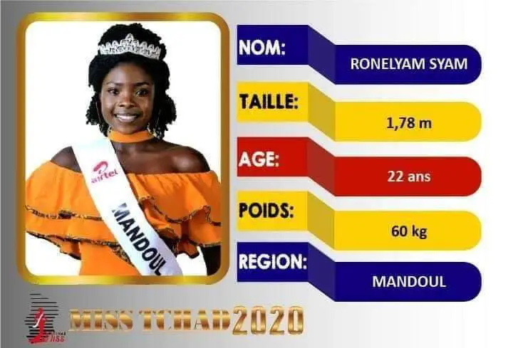 ​Ronelyam Syam élue Miss Tchad 2020. © DR