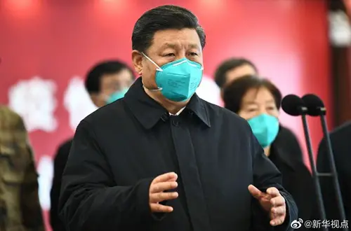 Chinese President Xi Jinping speaks at Huoshenshan Hospital in Wuhan, March 10, 2020. (Photo from Xinhua)