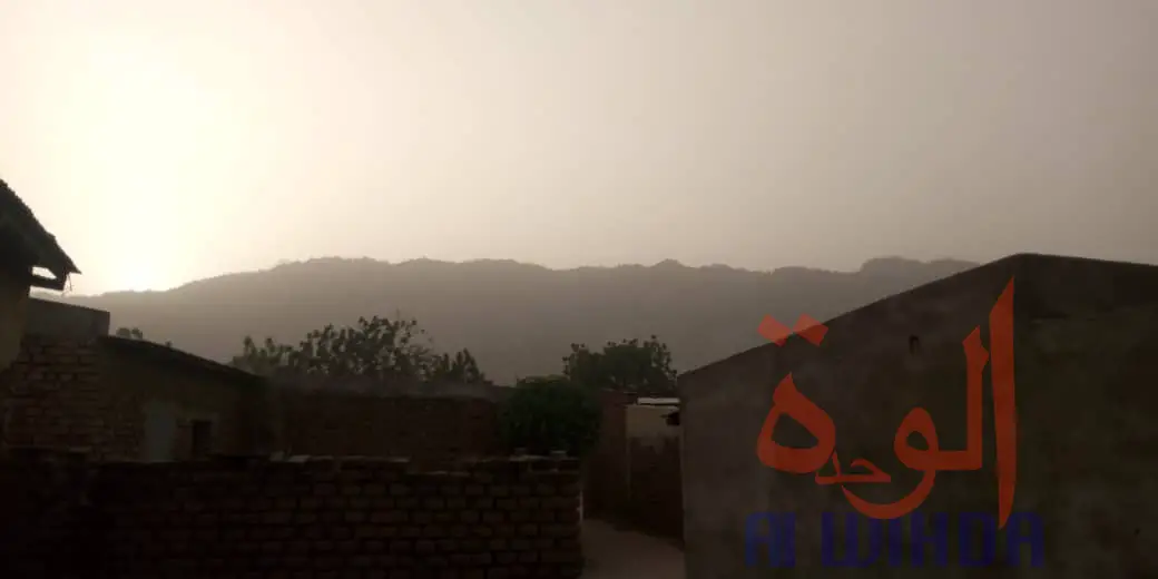 Tchad : la brume de poussière recouvre Mongo. © Béchir Badjoury/Alwihda Info