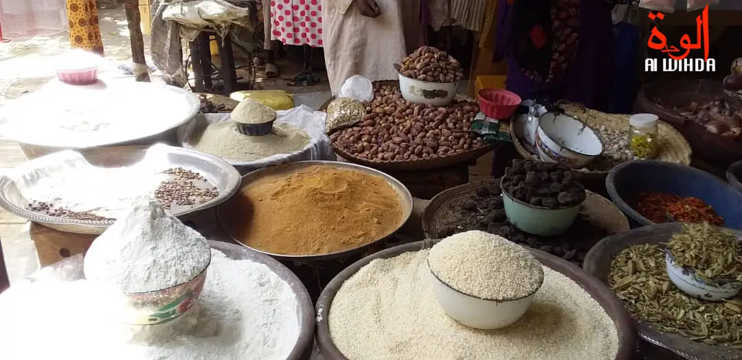 Des denrées alimentaires exposées au marché d'Ati, au Tchad. © Hassan Djidda Hassan/Alwihda Info