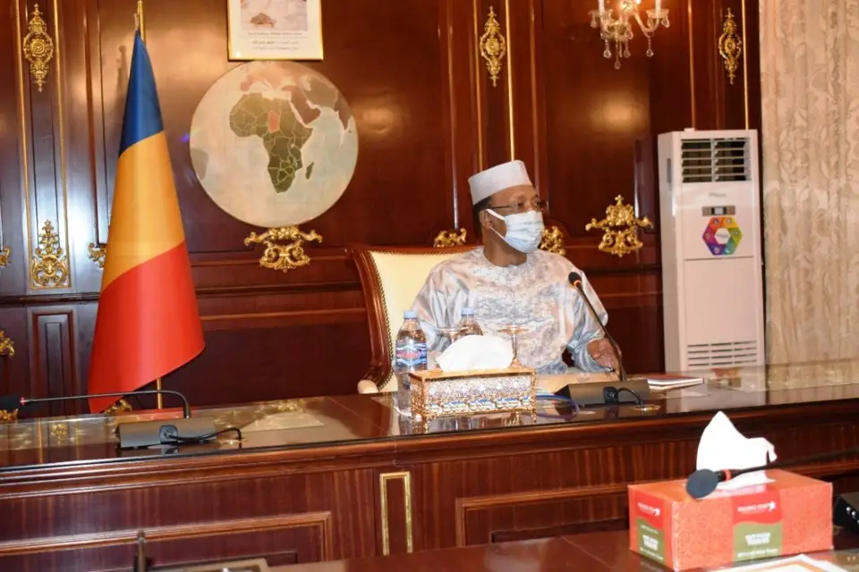 Le chef de l'État Idriss Déby le 27 mai 2020 lors d'une rencontre à la Présidence. © PR
