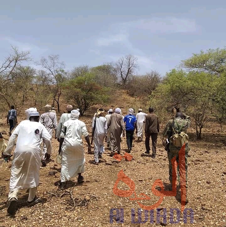 Les autorités du Sila et les forces de sécurité dans le département d'Adde, au Sila, le 26 mai 2020, suite à la découverte d'un corps la veille. © Mahamat Issa Gadaya/Alwihda Info