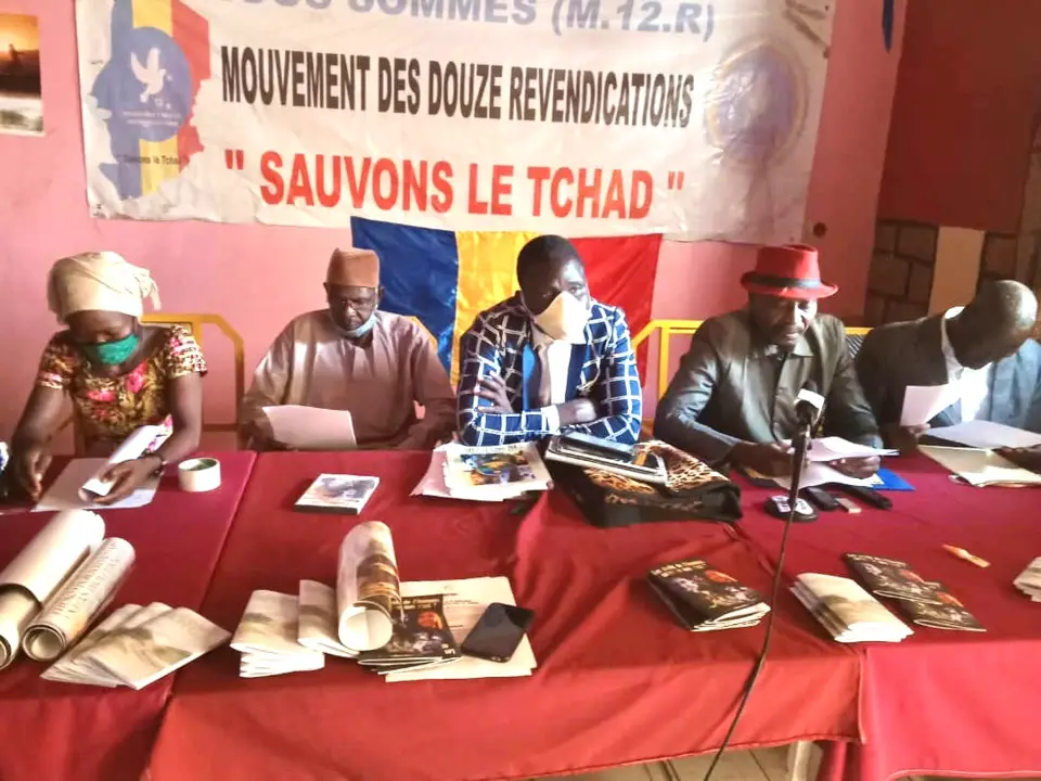 Un point de presse du mouvement des 12 revendications (M12R) au Tchad, le 11 juin 2020. © Malick Mahamat/Alwihda Info