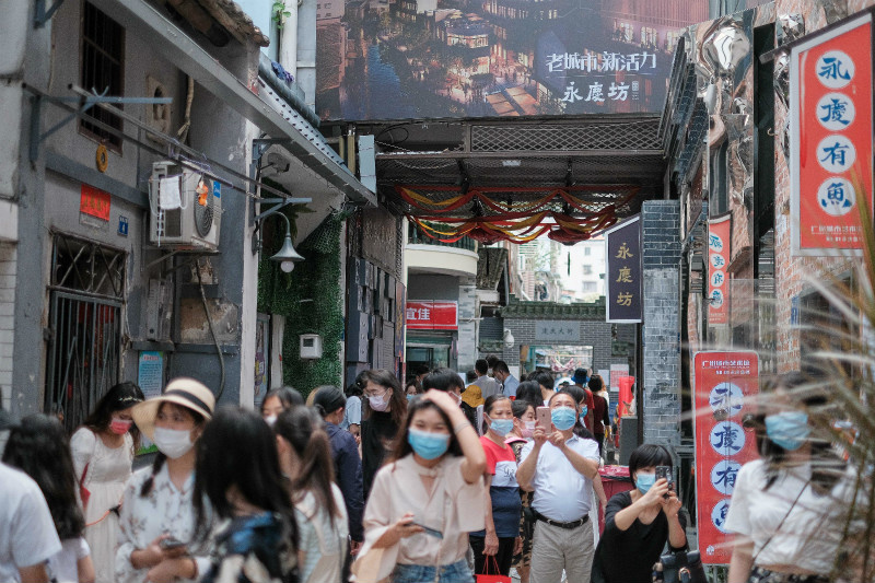 Yongqing Fang is packed with visitors on May 3. (Photo: Courtesy of China Vanke Co., Ltd.)