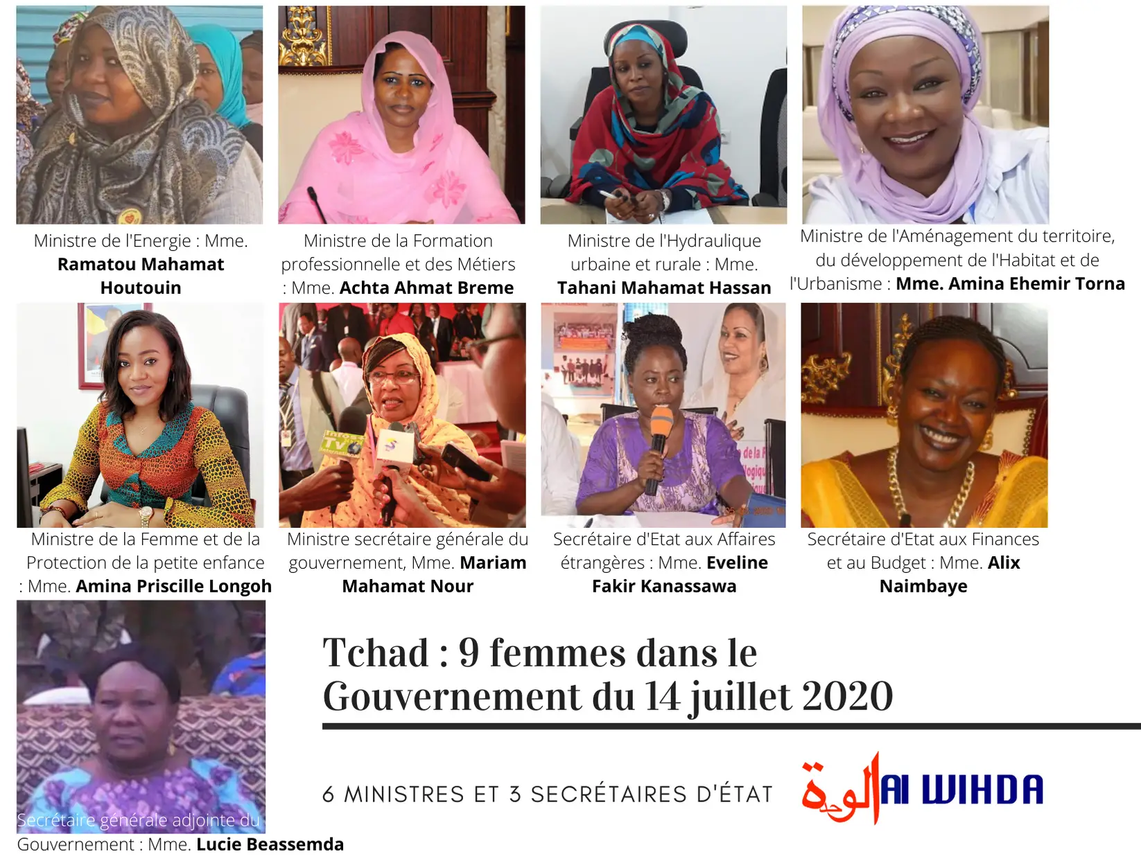 Tchad : neuf femmes dans le nouveau gouvernement. © Alwihda Info