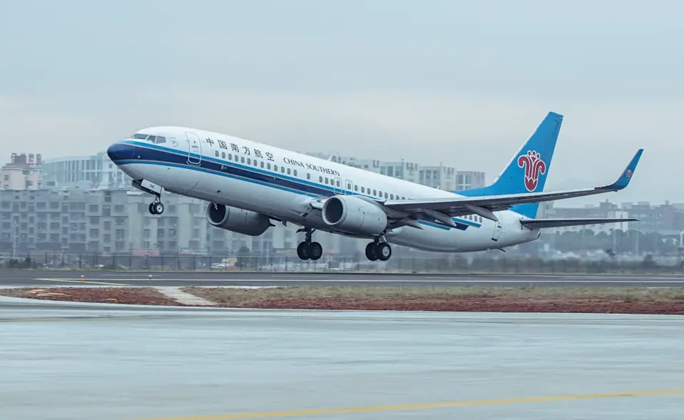 A flight from China Southern Airline landing at Yiwu Airport in SE China’s Zhejiang Province. Photo: Lv Bin / People’s Daily Online