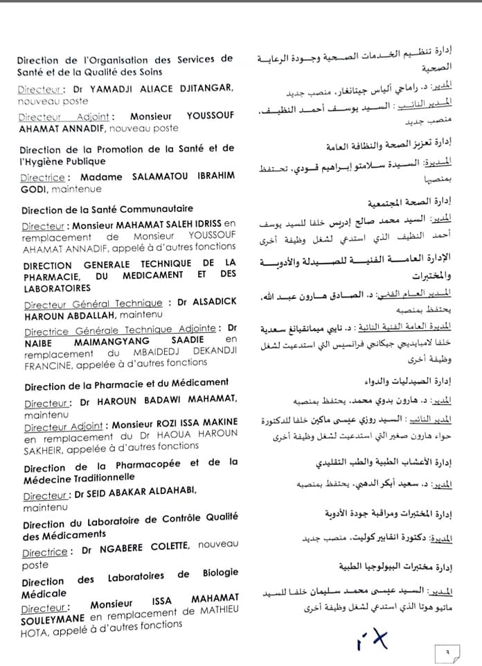 Tchad : 33 nominations au ministère de la Santé publique et de la Solidarité nationale