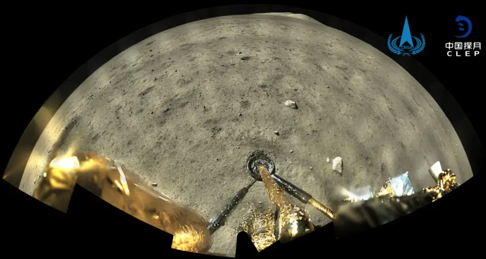 Photo shows an image of the moon surface from a panoramic camera aboard the Chang’e-5 probe. (Photo/WeChat account of China’s lunar exploration project)