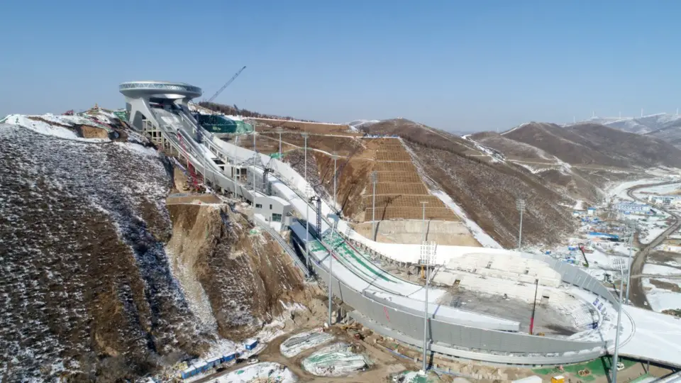Photo taken on Nov. 27 shows the National Ski Jumping Center in Chongli, home to Beijing 2022’s Zhangjiakou competition zone. Photo by Chen Xiaodong/People’s Daily Online