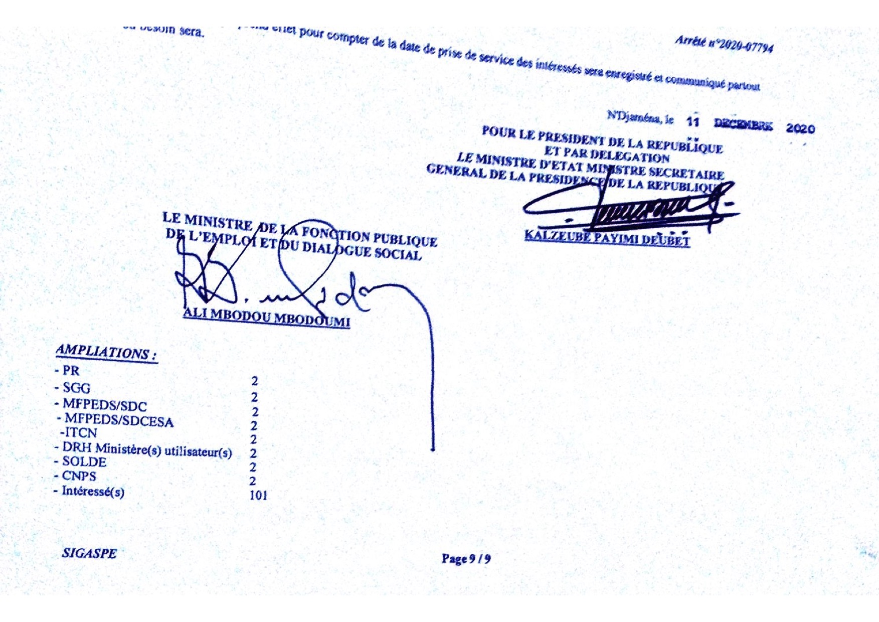 Tchad : liste de 101 lauréats intégrés par arrêté ministériel Tchad : liste de 101 lauréats intégrés par arrêté ministériel