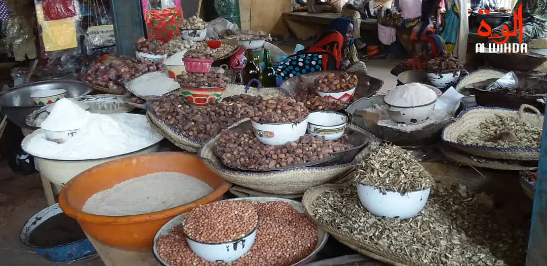 Des denrées alimentaires au marché d'Ati, au Tchad. Illustration © Hassan Djidda/Alwihda Info