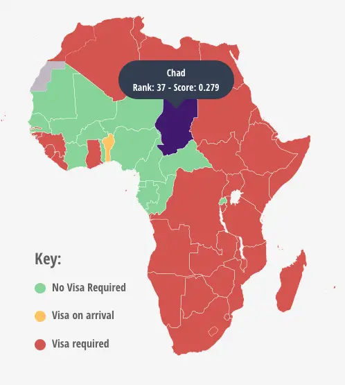 Afrique : Le Tchad à la 37e place de l'Indice d'ouverture des visas