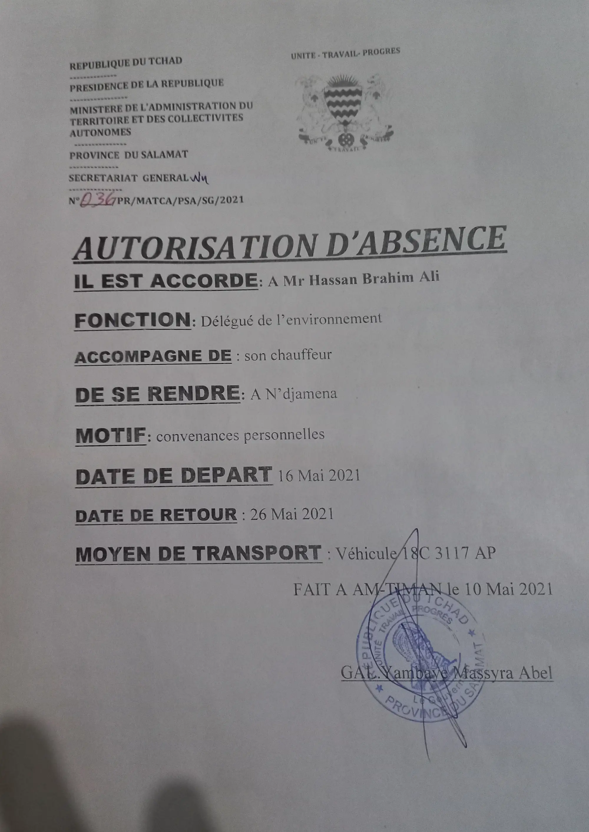 Tchad : suspendu de ses fonctions, le délégué de l'environnement du Salamat se défend