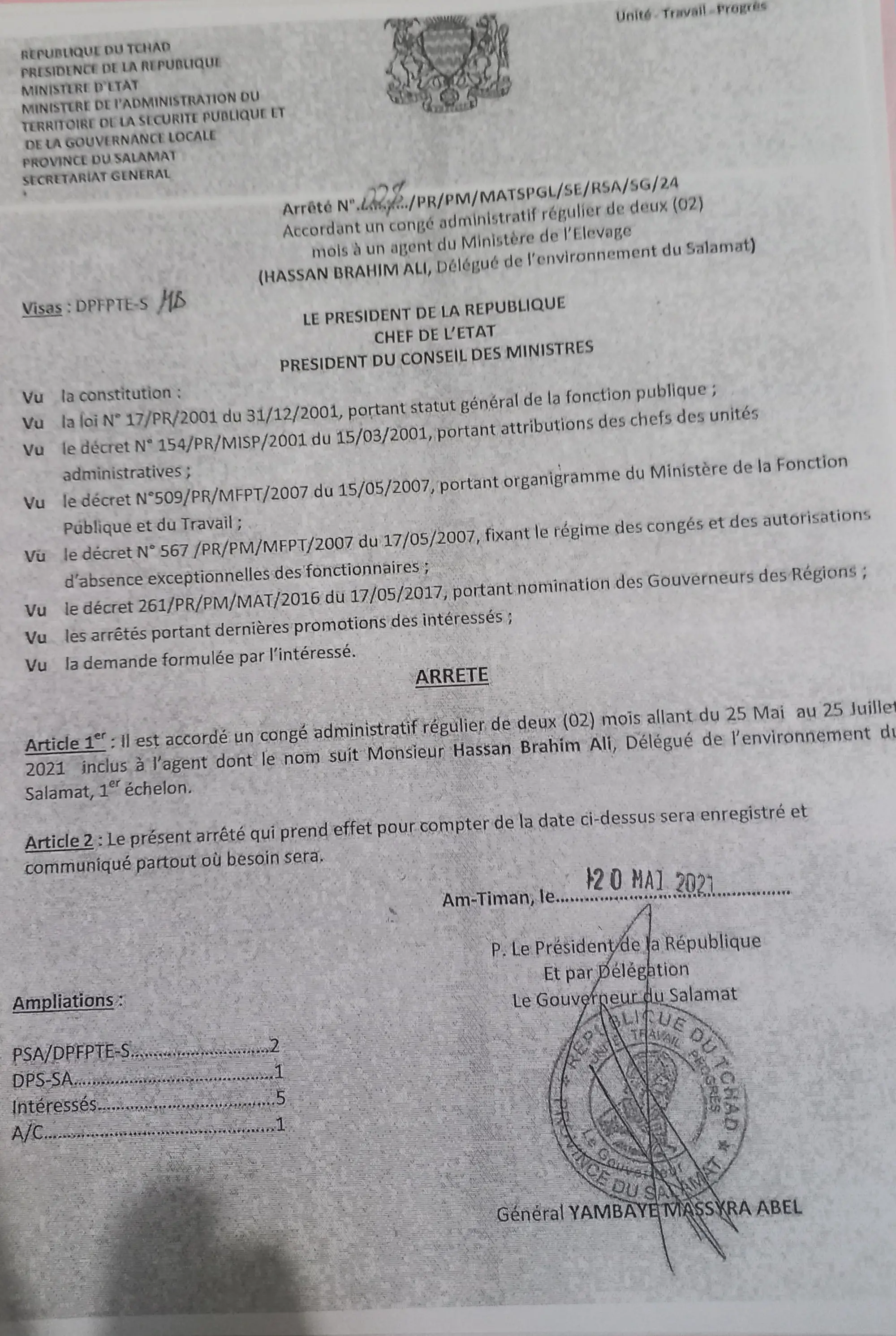 Tchad : suspendu de ses fonctions, le délégué de l'environnement du Salamat se défend