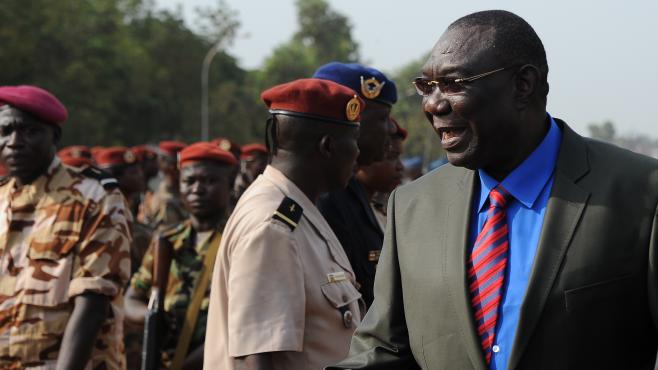 Le président centrafricain Michel Djotodia, le 30 novembre 2013 à Bangui (Centrafrique). (SIA KAMBOU / AFP)