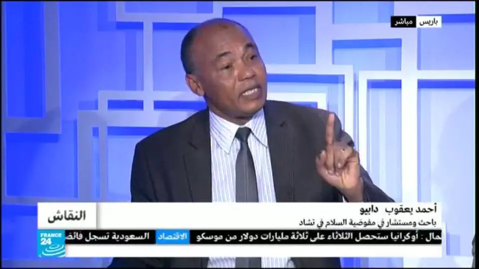 Ahmat Yacoub Dobio lors d'un débat sur France 24.