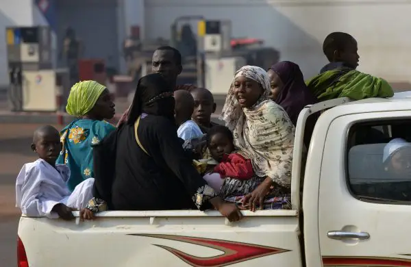 Un pick-up transportant des musulmans en Centrafrique. Crédit photo : Sources