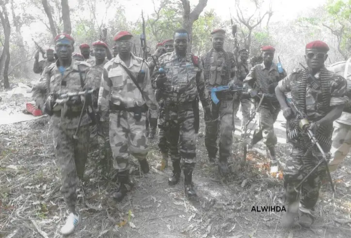 Les combattants du FDPC autour du Général Abdoulaye Miskine, peu avant son arrestation. 5 avril 2013. ALWIHDA