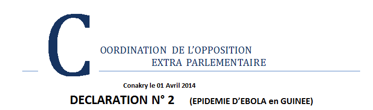 Guinée/Ebola : La coordination de l'opposition extra-parlementaire rappelle les devoirs de l'Etat Guinée/Ebola : La coordination de l'opposition extra-parlementaire rappelle les devoirs de l'Etat