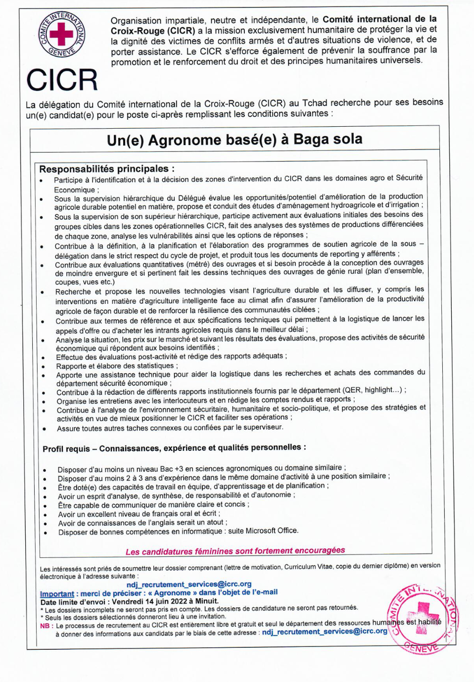 Annonce du CICR Annonce du CICR