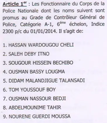 Tchad : Un frère du Président promu au grade de contrôleur général de la police