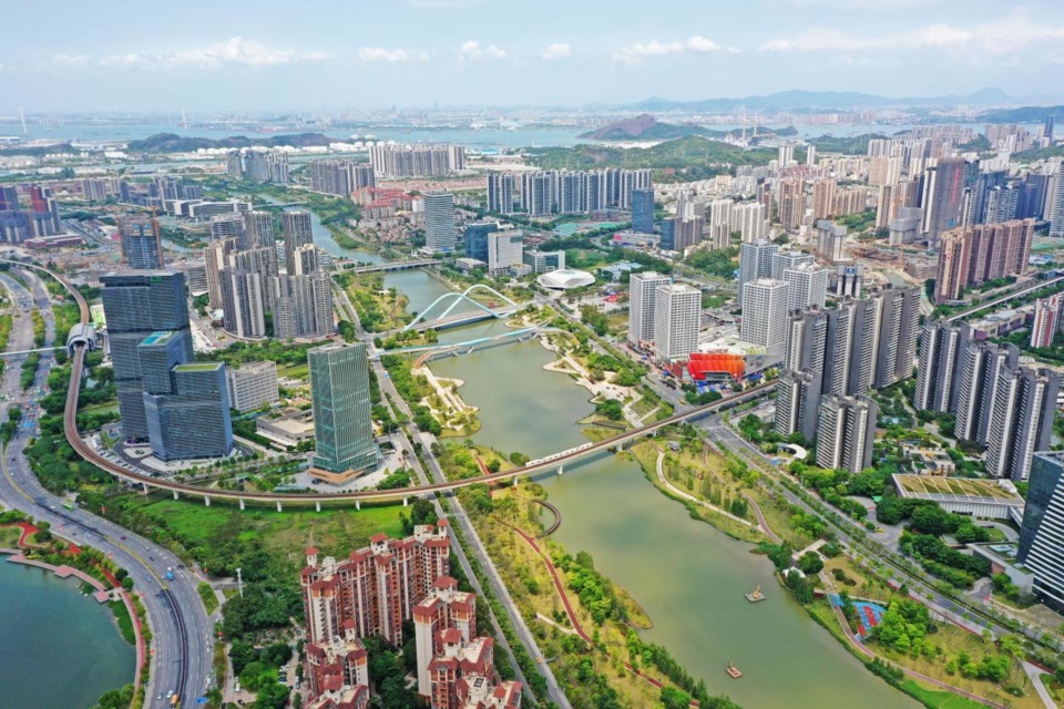 Photo shows a cityscape of Nansha district, Guangzhou, capital of south China’s Guangdong province, April 12, 2022. (Photo by Wang Guorong/People’s Daily Online)