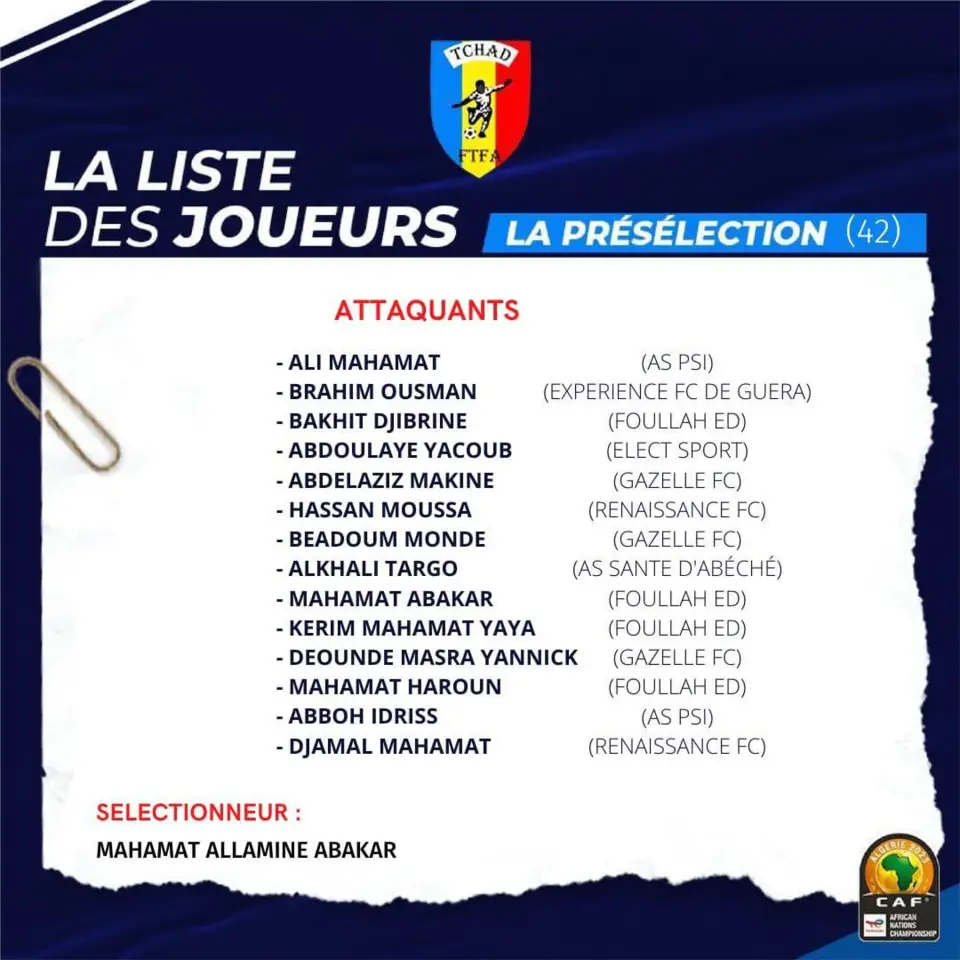 Tchad : 42 footballeurs présélectionnés en équipe nationale pour la CHAN 2023