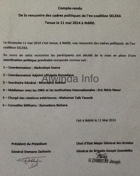 Centrafrique : Eric Néris Massi devient Médiateur de la Séléka Centrafrique : Eric Néris Massi devient Médiateur de la Séléka