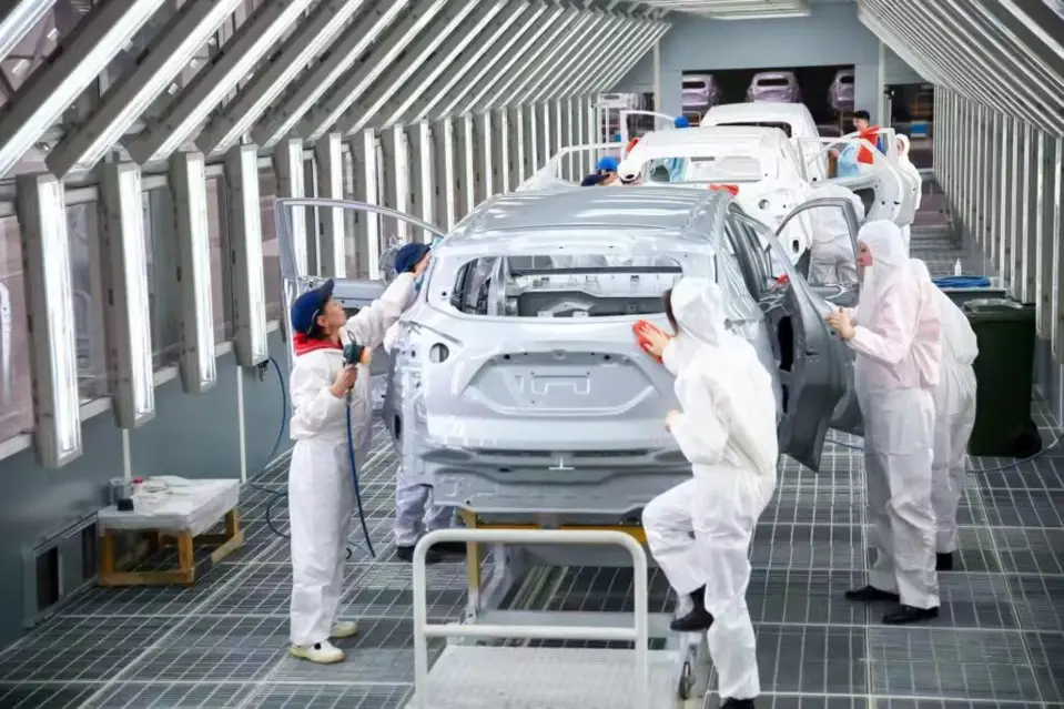 Vehicles are assembled in a workshop of Chinese automaker JAC Motors in Kazakhstan. (Photo courtesy of JAC Motors)