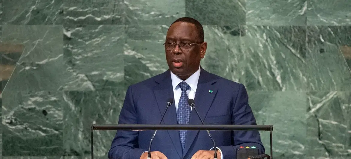 Le président du Sénégal, Macky Sall, au débat général de la 77ème session de l'Assemblée générale des Nations-Unies. © Photo ONU/Cia Pak