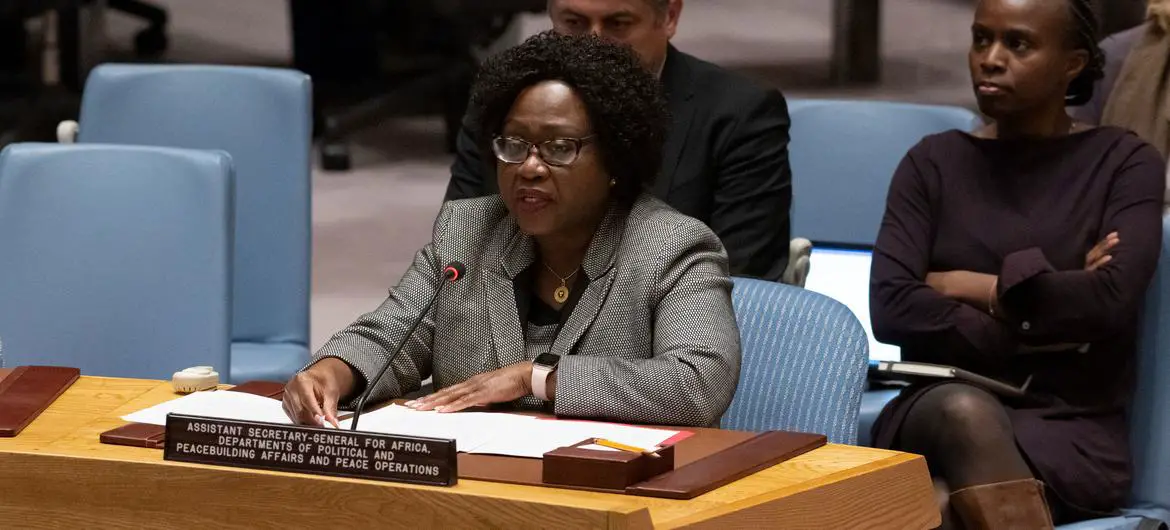 Martha Pobee, Sous-Secrétaire générale pour l'Afrique au Département des affaires politiques, devant le Conseil de sécurité. © ONU/Manuel Elias