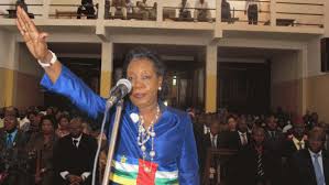 La Présidente Catherine Samba Panza lors de son investiture. Crédit photo : Sources