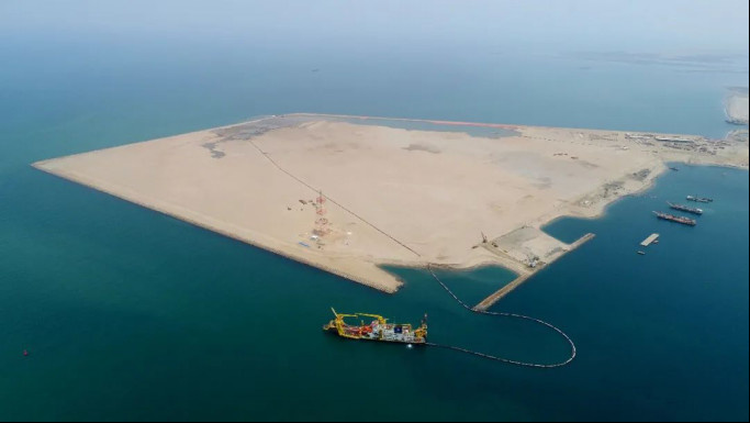 Photo shows a commercial port constructed by China Harbour Engineering Company in Jazan, Saudi Arabia. (Photo provided by China Harbour Engineering Company)