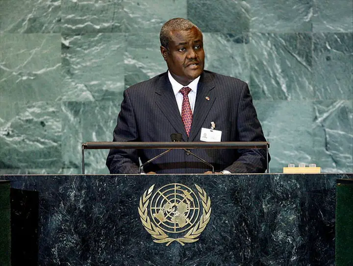 Moussa Faki, chef de la diplomatie tchadienne devant la tribune de l'ONU. Crédit photo : Sources