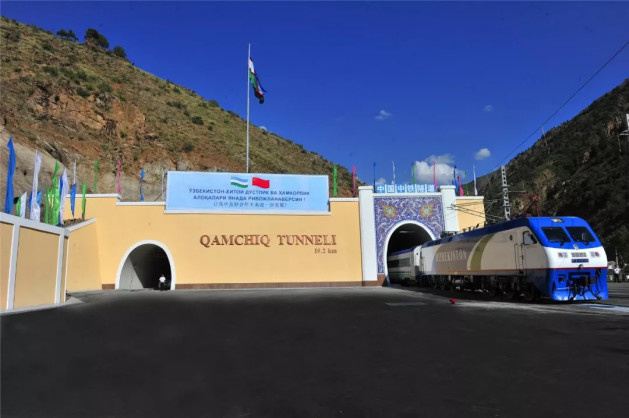 Photo shows the Kamchiq Tunnel of the Angren–Pap railway line in Uzbekistan. (File photo)