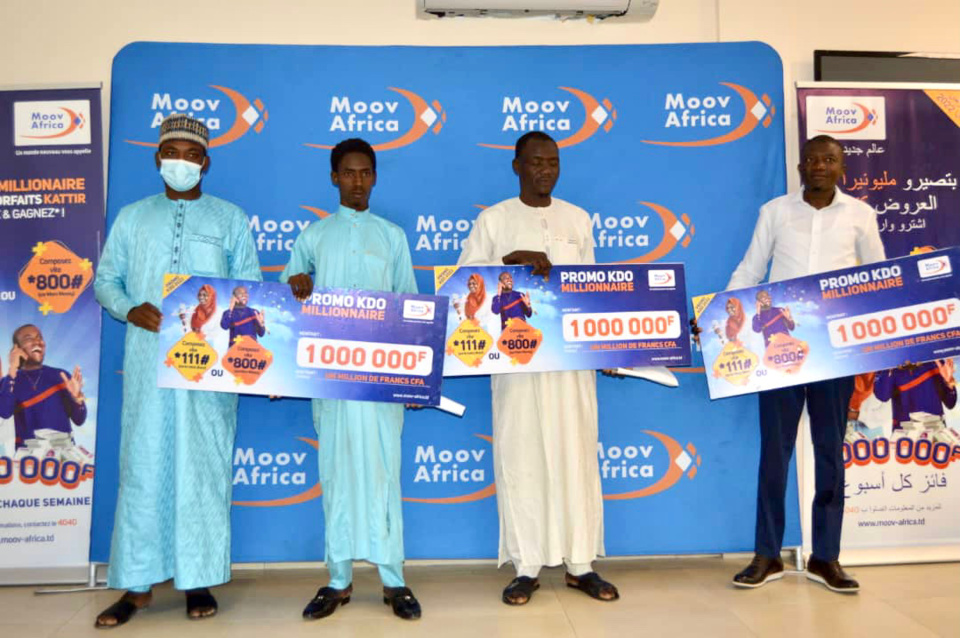 Moov Africa Tchad récompense 4 derniers gagnants de la Promo KDO Millionnaire 2022 Moov Africa Tchad récompense 4 derniers gagnants de la Promo KDO Millionnaire 2022